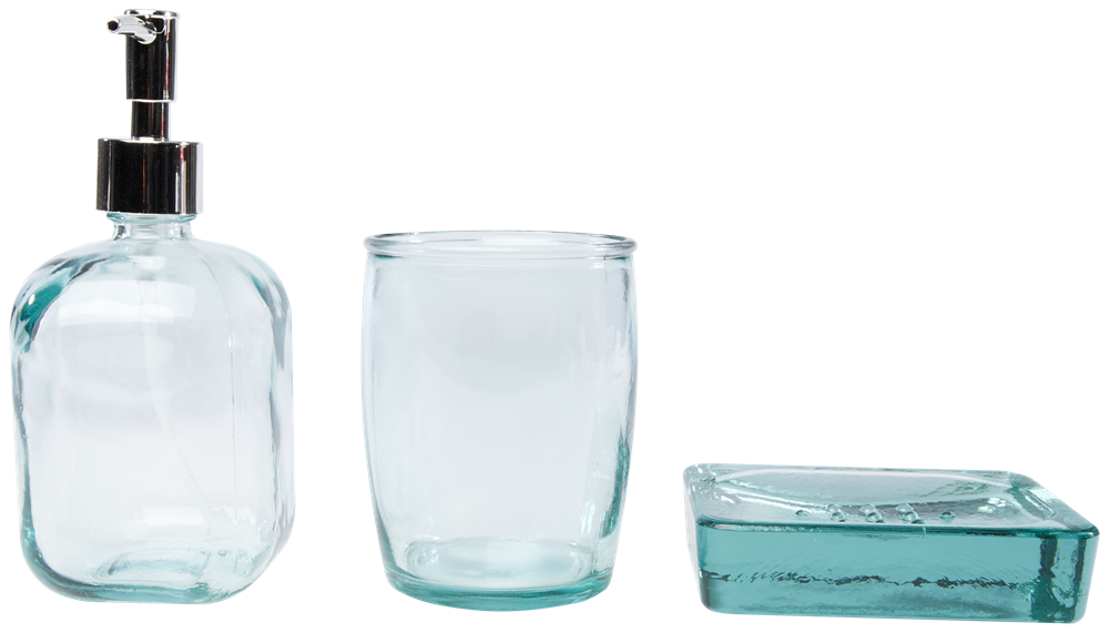Jabony 3-teiliges Badezimmer-Set aus recyceltem Glas