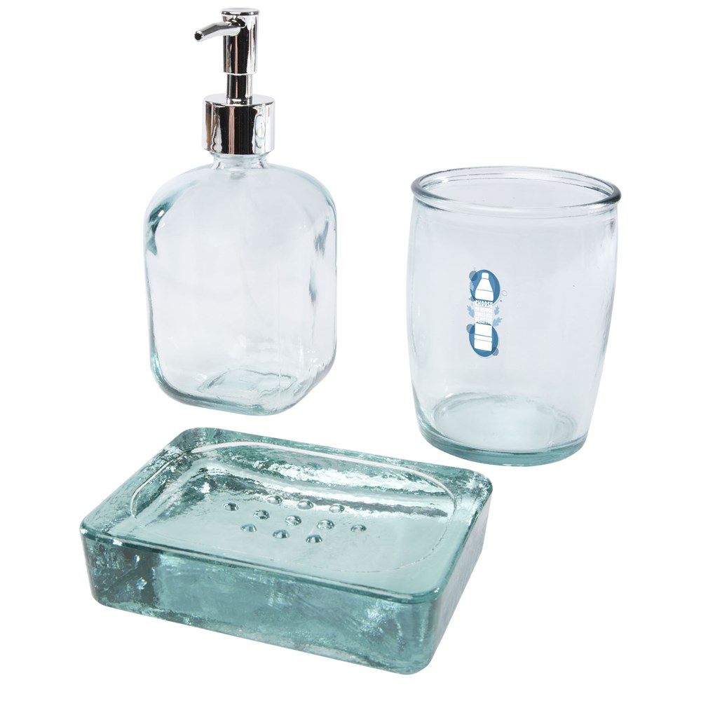 Jabony 3-teiliges Badezimmer-Set aus recyceltem Glas