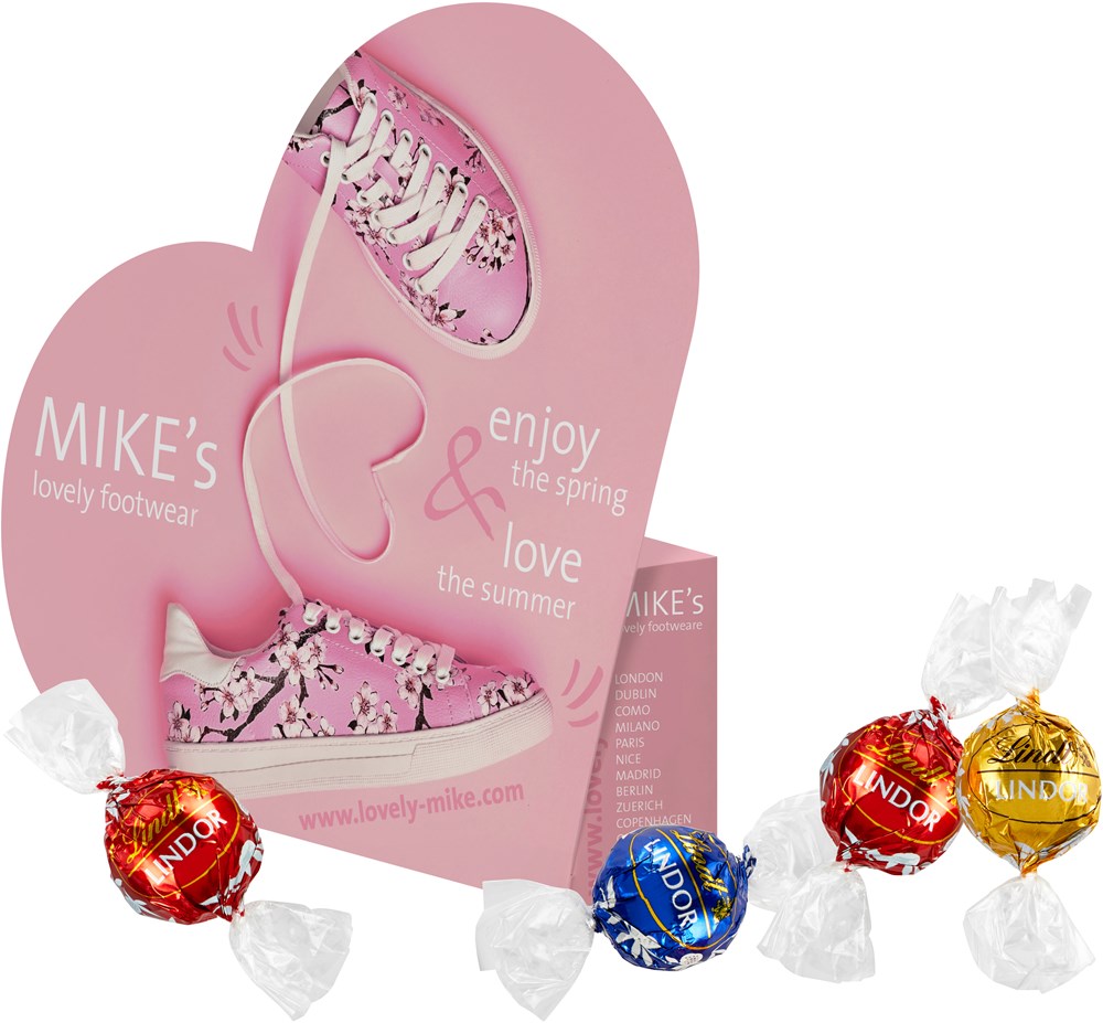 Konturen-Schachtel "Herz" mit Lindor Kugeln