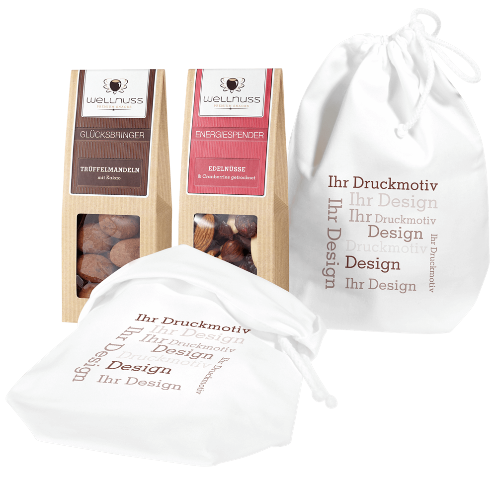 2 Premium Snacks im Baumwollsäckchen