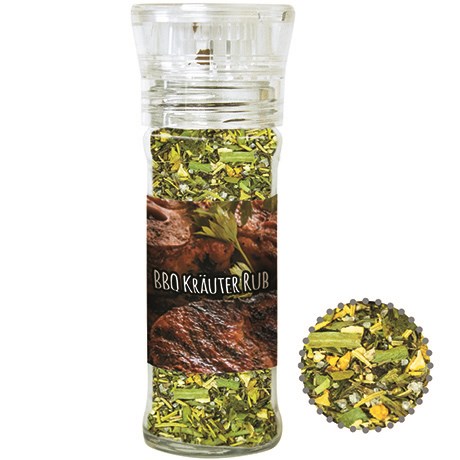 Gewürzmischung BBQ Kräuter Rub, ca. 30g, transparente Gewürzmühle
