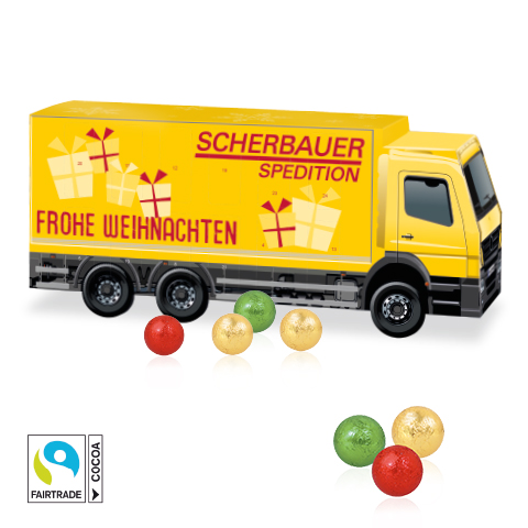 3D Adventskalender "LKW" mit Fairtrade® Schokolade 3D Adventskalender "LKW" mit Fairtrade® Schokolade