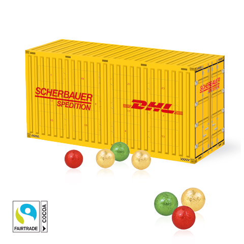 3D Adventskalender "Container" mit Fairtrade® Schokolade 3D Adventskalender "Container" mit Fairtrade® Schokolade