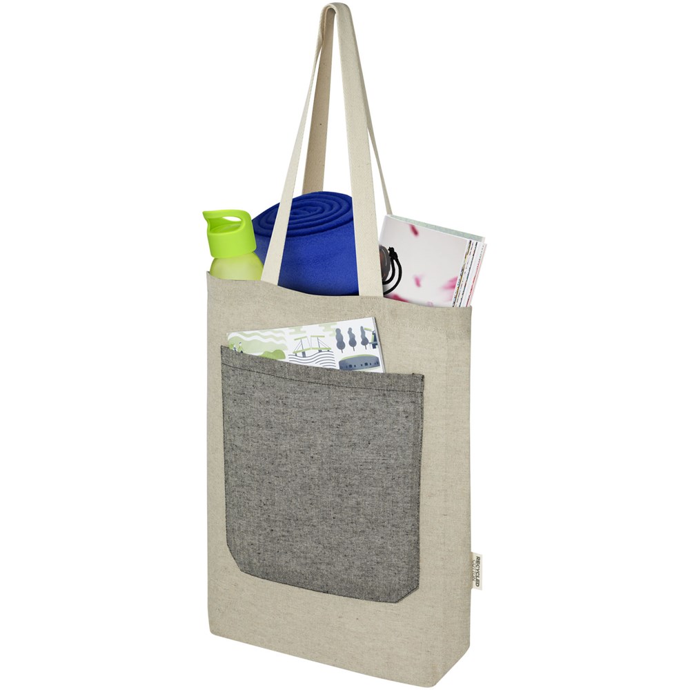 Pheebs 150 g/m² recycelte Tragetasche mit Frontfach 9L