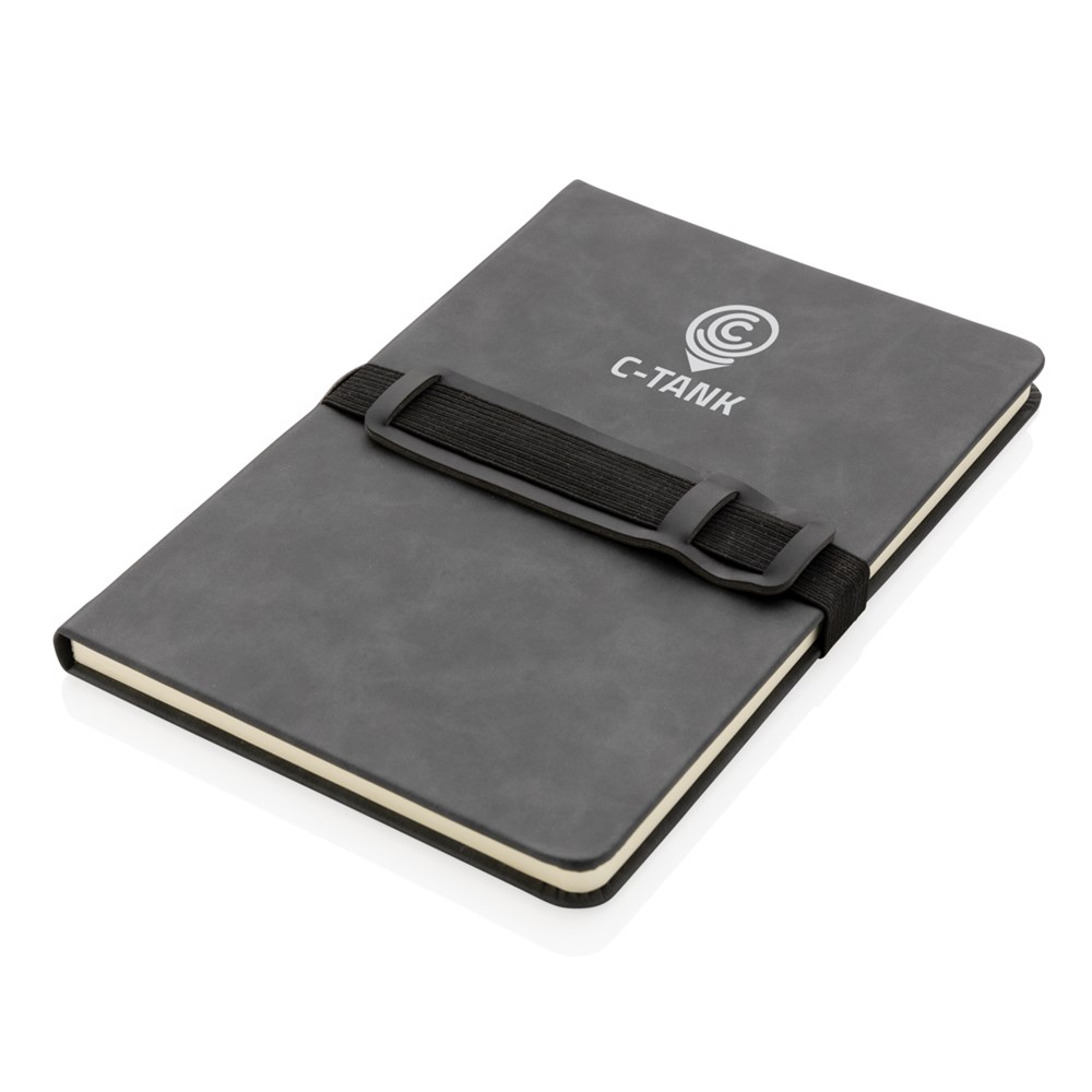 Deluxe Hardcover PU Notizbuch mit Handy- und Stiftehalter