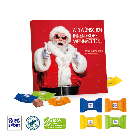 Tisch-Adventskalender mit Ritter SPORT Schokowürfel Tisch-Adventskalender mit Ritter SPORT Schokowürfel
