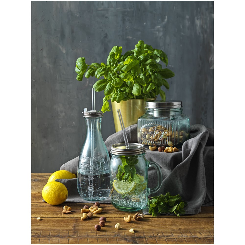 Polpa Flasche mit Trinkhalm aus recyceltem Glas 