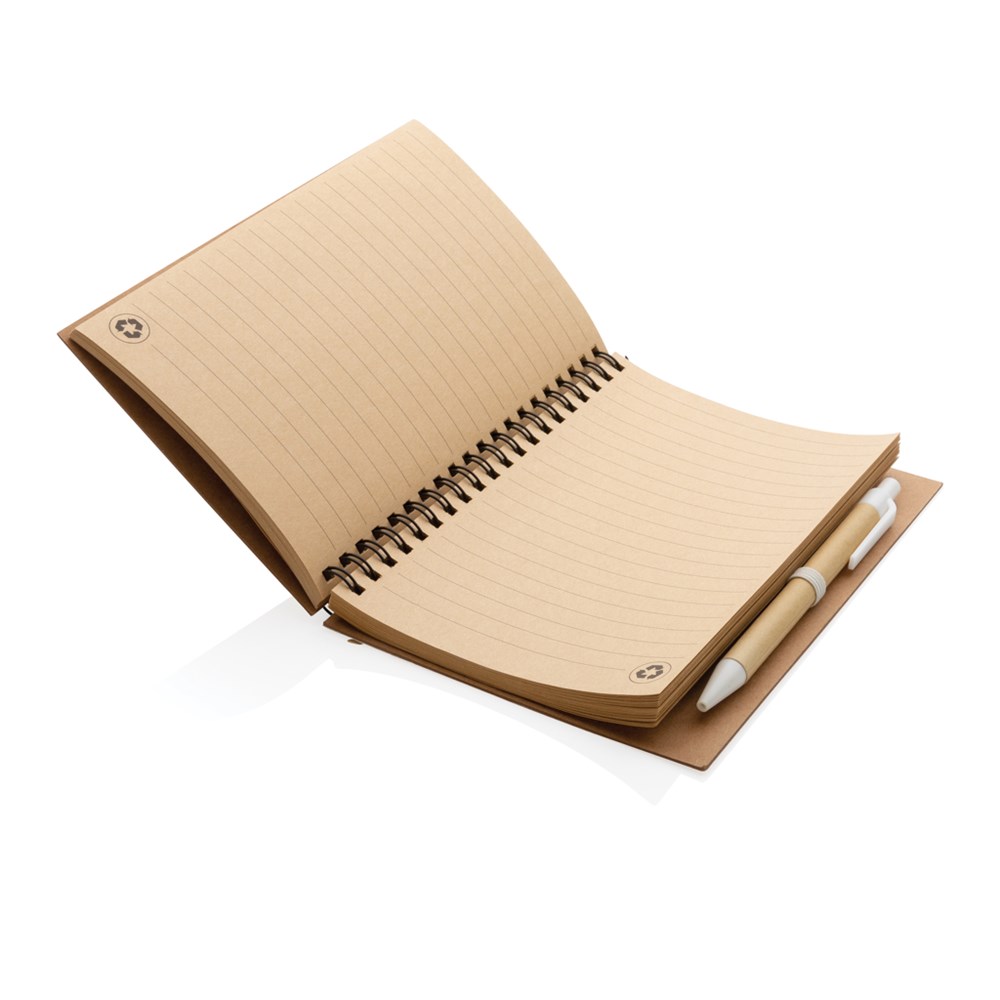 Kraft Spiral-Notizbuch mit Stift