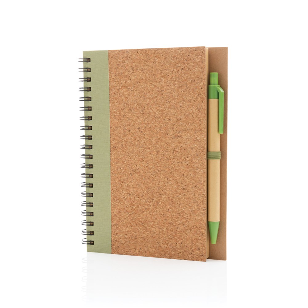Kork Spiral-Notizbuch mit Stift