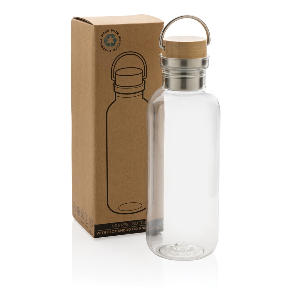 GRS rPET Flasche with Bambusdeckel und Griff