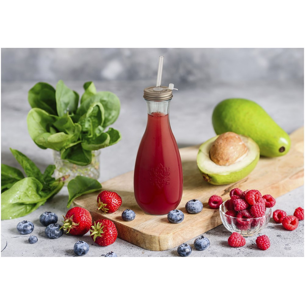 Polpa Flasche mit Trinkhalm aus recyceltem Glas 