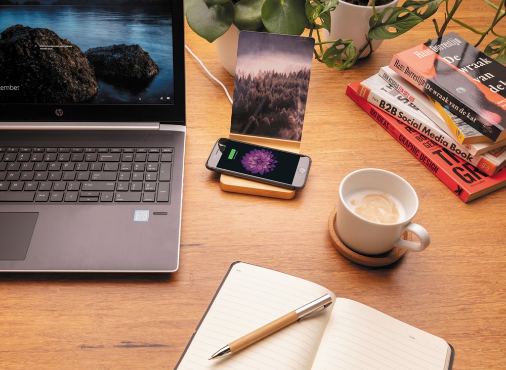 Bambus 5W Wireless Charger mit Fotorahmen