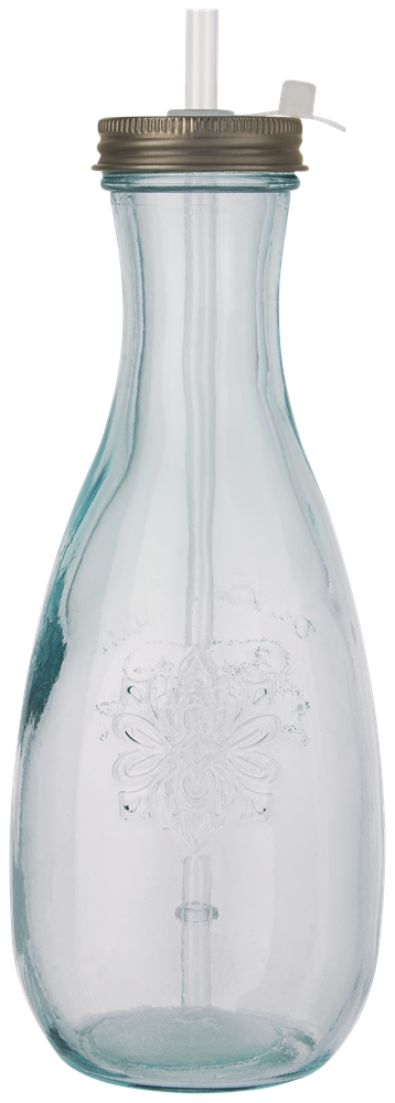 Polpa Flasche mit Trinkhalm aus recyceltem Glas 