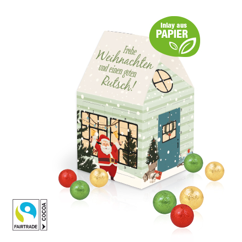 Adventshaus "Edition" mit Fairtrade® Schokolade mit Papier-Inlay