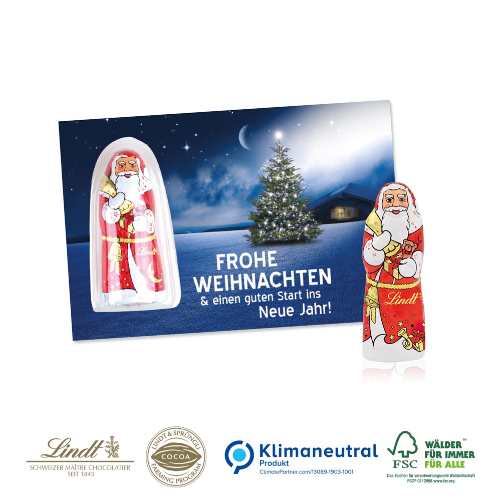 Schokokarte „Business“ mit Lindt Weihnachtsmann, Klimaneutral, FSC®