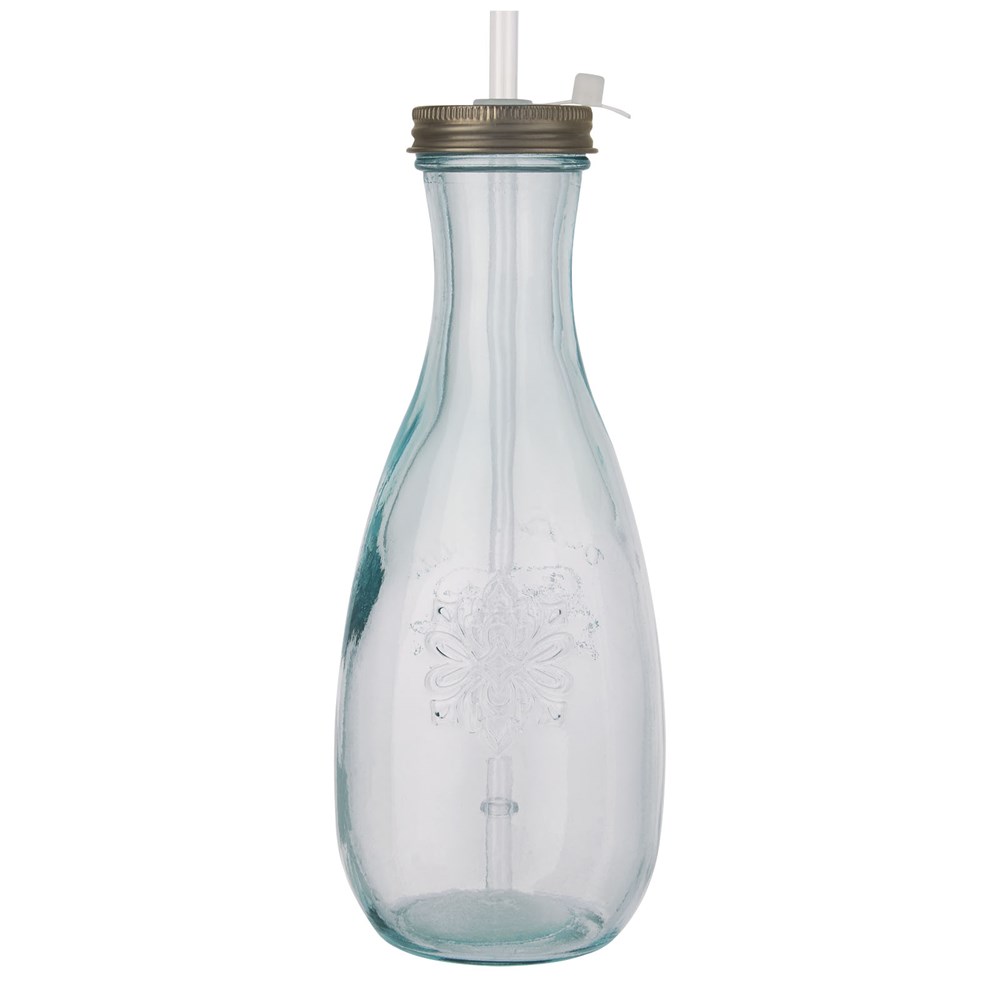 Polpa Flasche mit Trinkhalm aus recyceltem Glas 