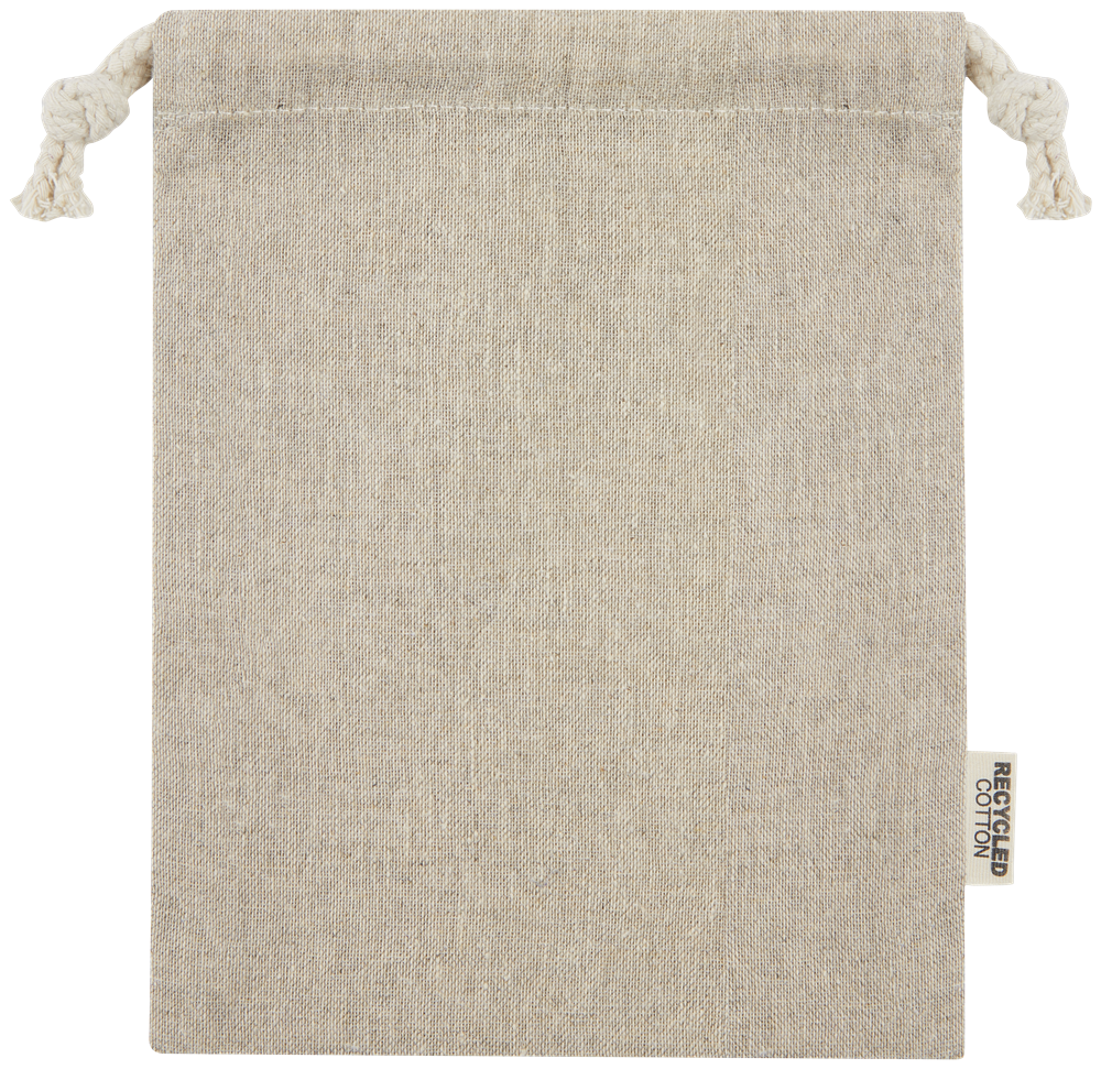 Pheebs 150 g/m² GRS Zuziehbeutel aus Recyclingbaumwolle klein 0,5 l