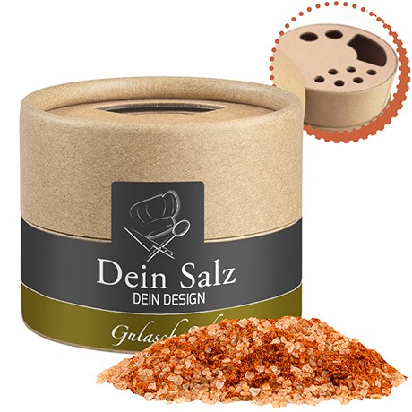 Gulasch Schaschlik Salz, ca. 55g, Biologisch abbaubarer Eco Pappstreuer Mini