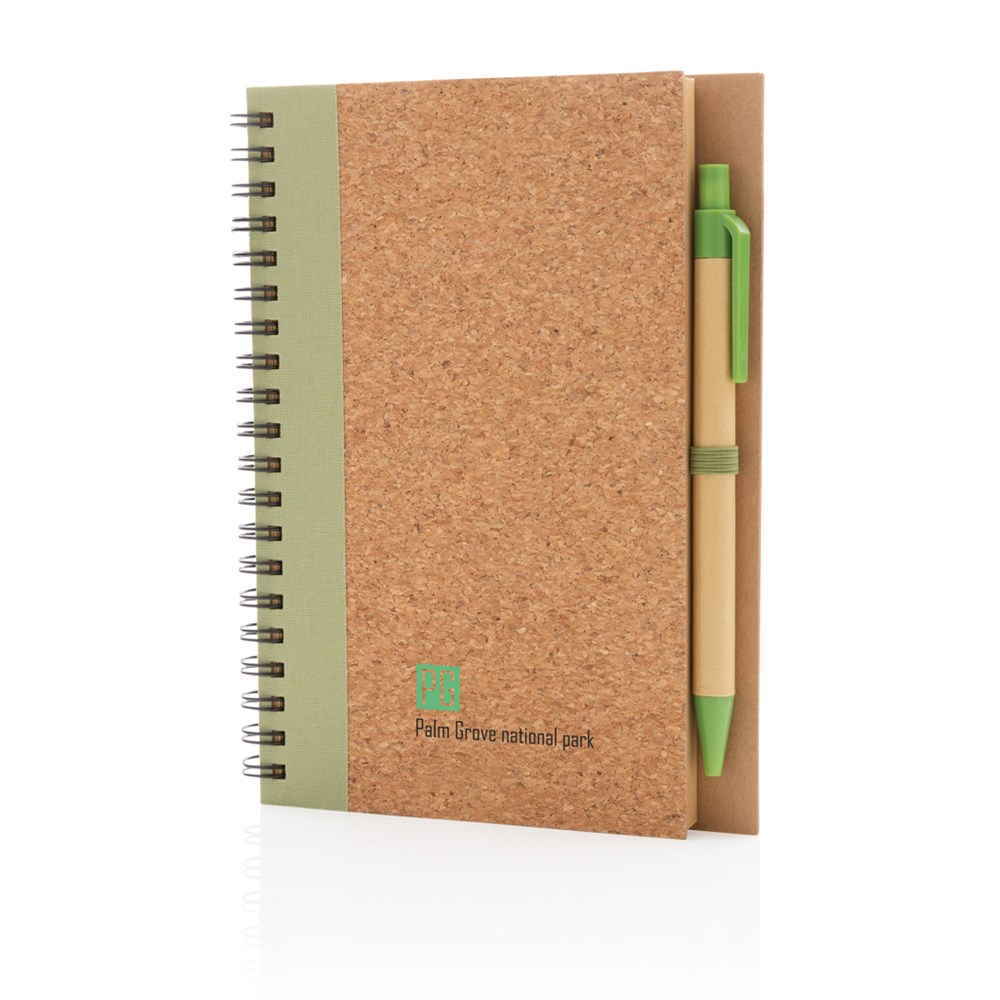 Kork Spiral-Notizbuch mit Stift
