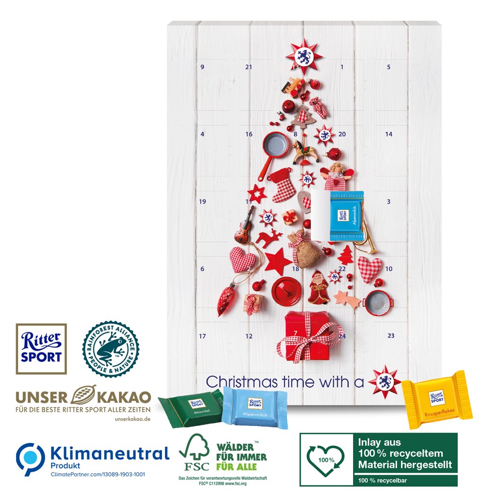 Wand-Adventskalender „Ritter SPORT“, Klimaneutral, FSC®