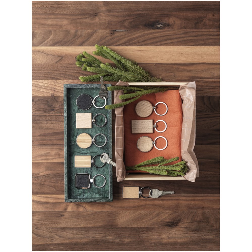 Piero laserfähiger, quadratischer Schlüsselanhänger aus PU-Leder