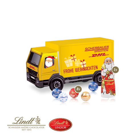 3D Präsent "LKW" mit Lindt Minis und Nikolaus