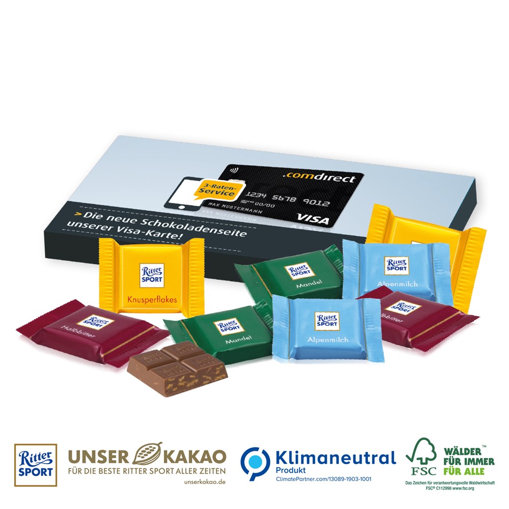 Ritter SPORT Schokotäfelchen in Präsentbox, Klimaneutral, FSC®