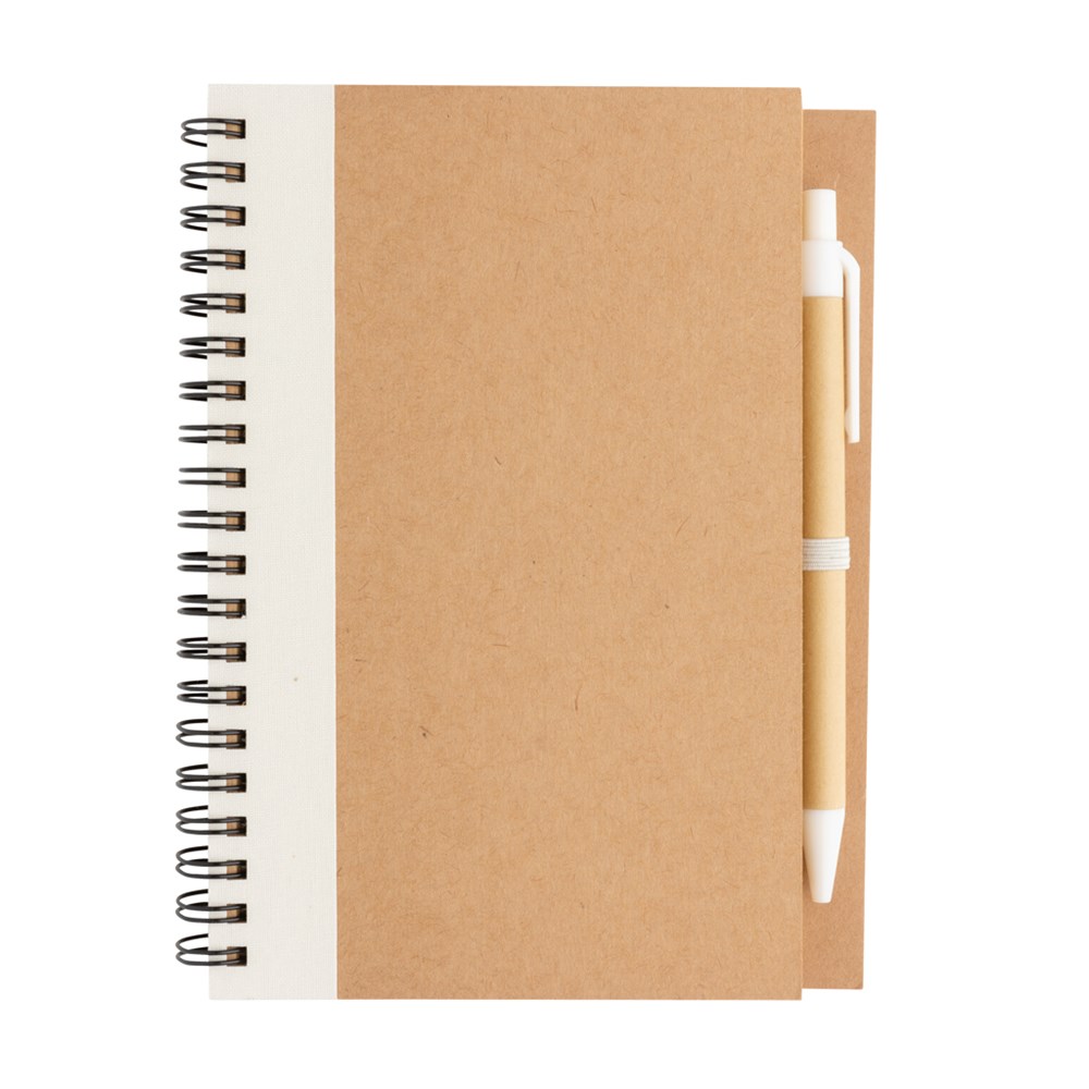 Kraft Spiral-Notizbuch mit Stift