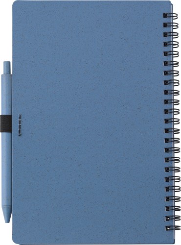 Notizbuch und Kugelschreiber aus Weizenstroh Massimo