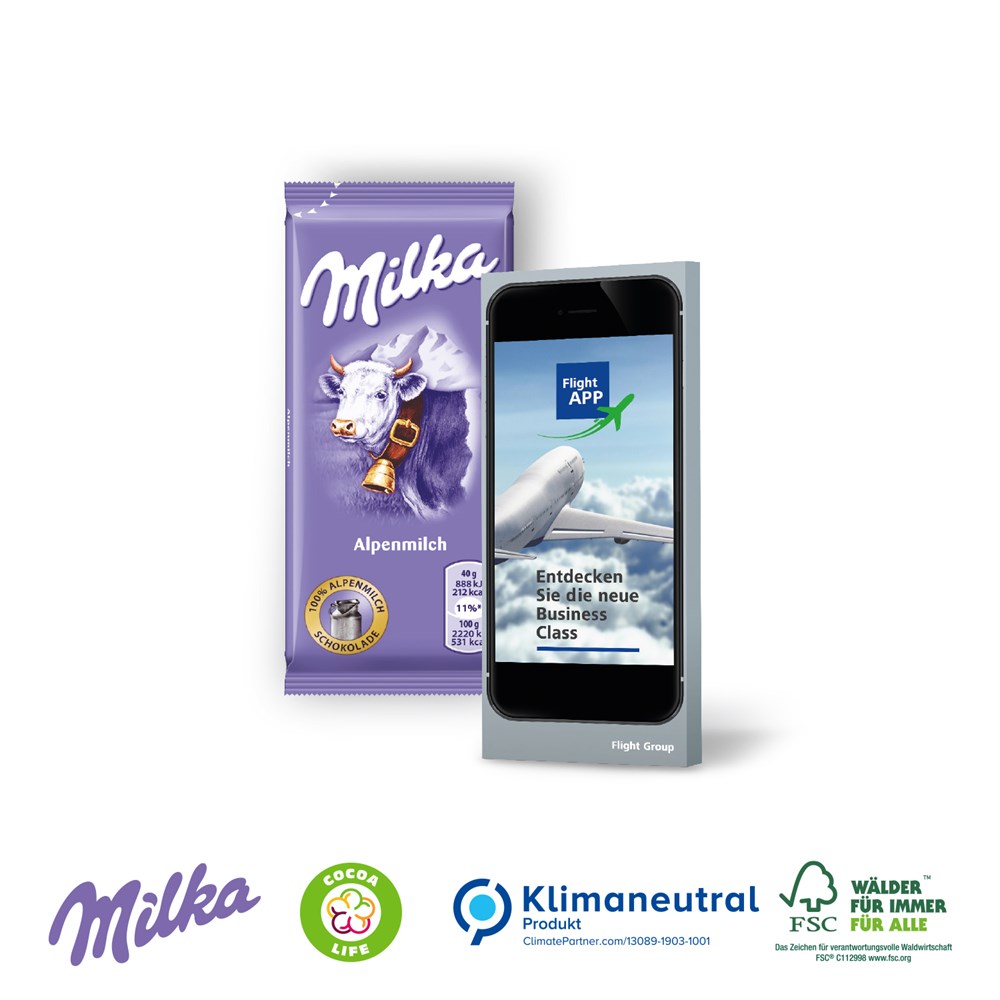 Schokoladentafel von Milka, 40 g, Klimaneutral, FSC®