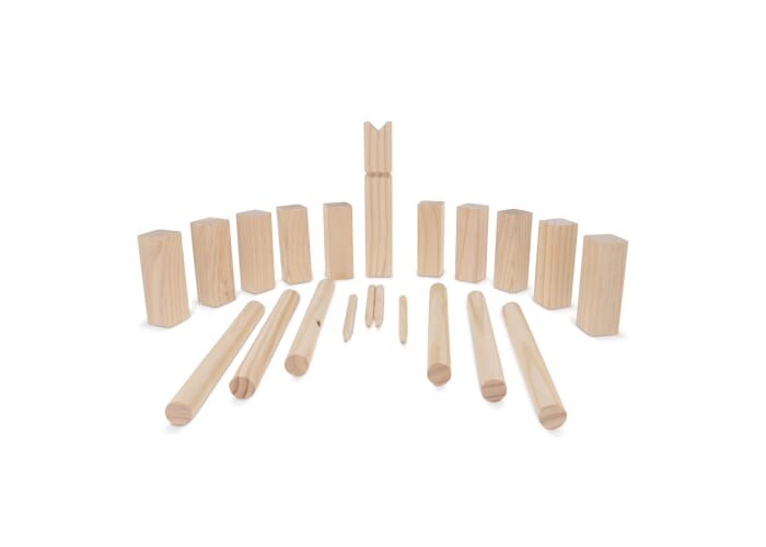 Kubb Spiel aus Holz mit Beutel