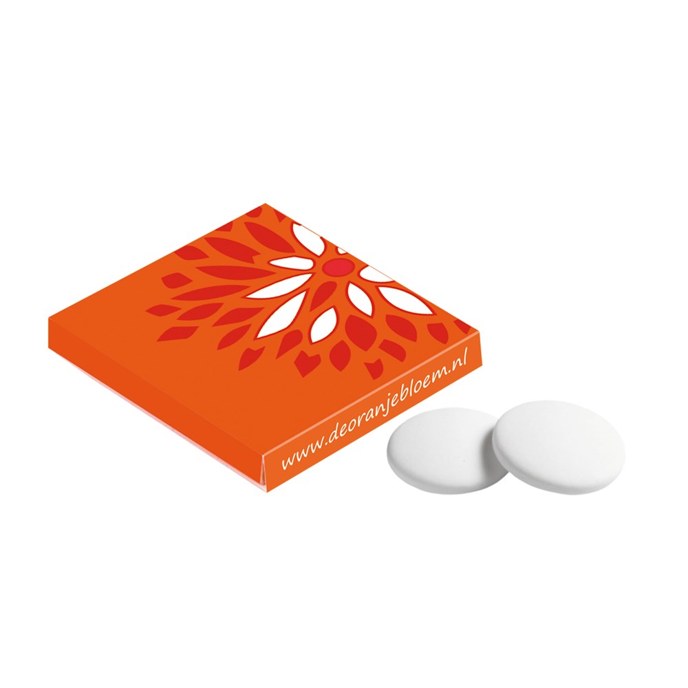 Viereckige Dose mit 4 Pfefferminz
