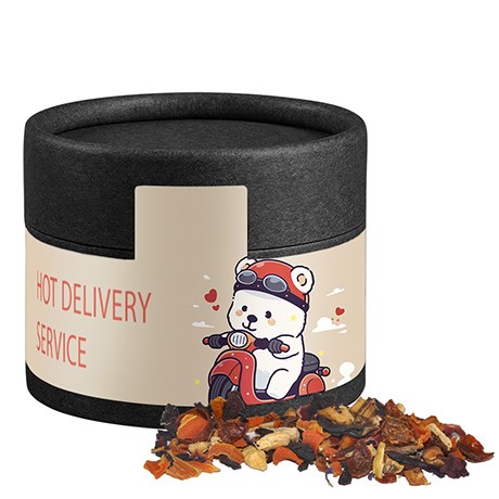 Kaminfeuer Tee, ca. 25g, Biologisch abbaubare Eco Pappdose Mini schwarz