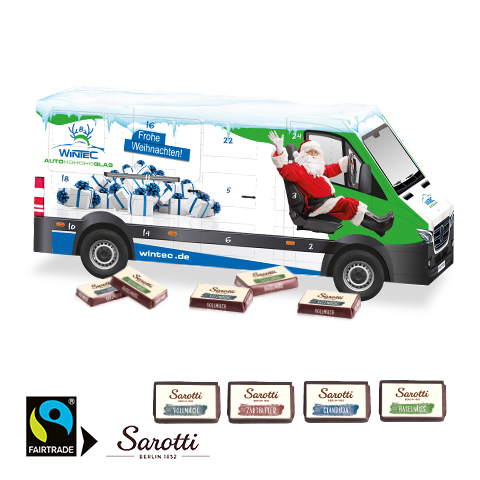 3D Adventskalender "Transporter" mit Sarotti Fairtrade® 3D Adventskalender "Transporter" mit Sarotti Fairtrade®