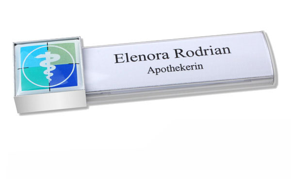 Namensschild amigo® square doming Äskulabstab